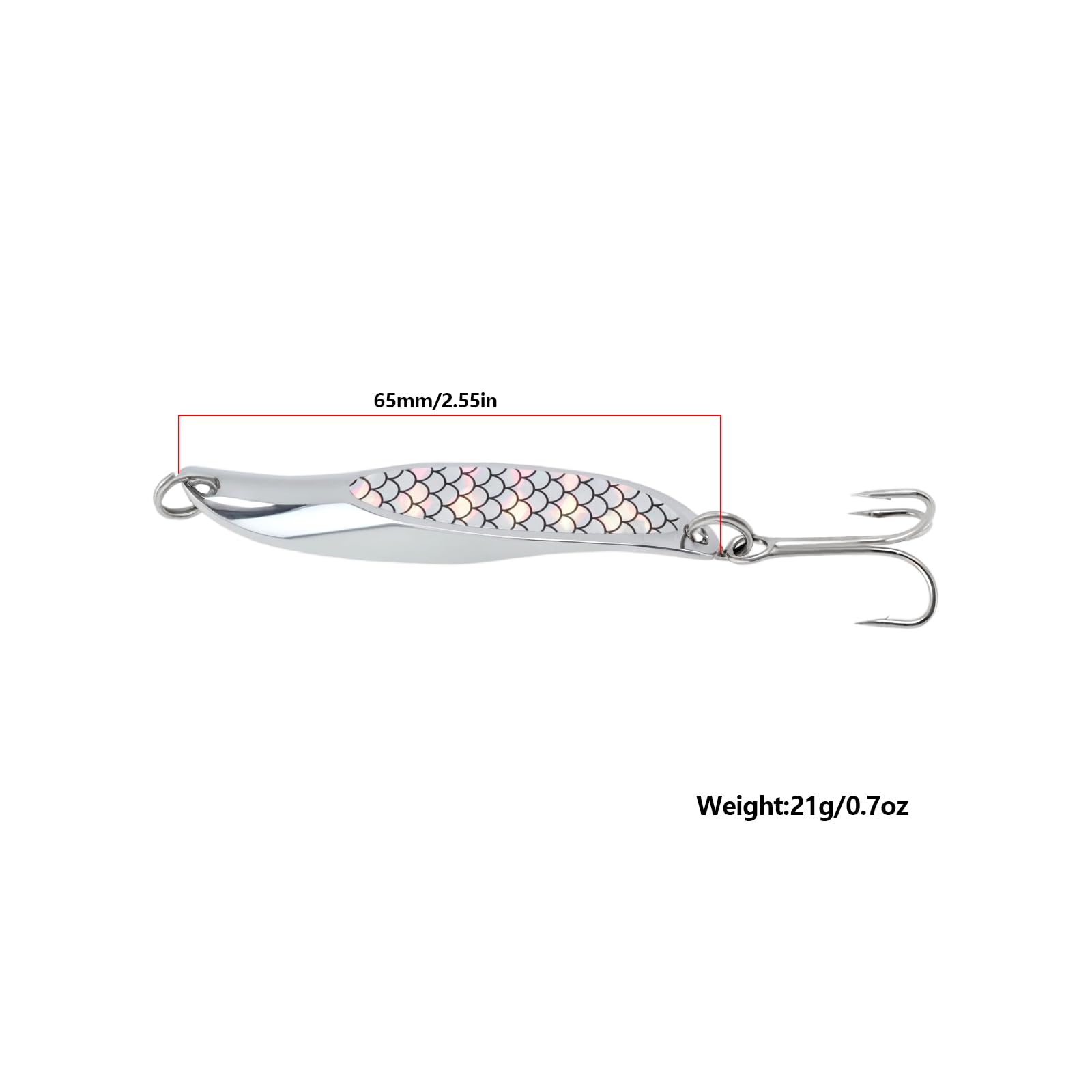 SG Store 5pcs Silver Metal Sea Fishing Lures 65mm Wedge Slice Treble Hooks Lures with 10 Swivels Casting for Bass Mackerel Trout Bluefish Pik Salmon 21g - Image 4