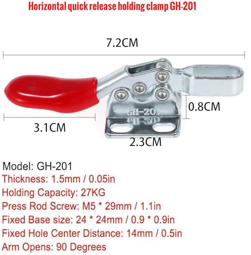 Lostwry Toggle Lever Tensioners, 15pc 201 Quick Release Set Toggle Clamp, 59 lbs Capacity, Non-Slip, Horizontal, Red - Image 2
