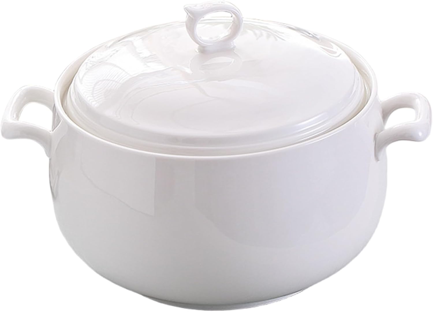 Soup Tureen 3000ml Round Ceramic Serving Bowls with Lids Heat-Resistant Soup Bowls with Handles Microwave Safe for Restaurant Home Kitchen Tureen, Ceramic Bowl with Lid, with Handl