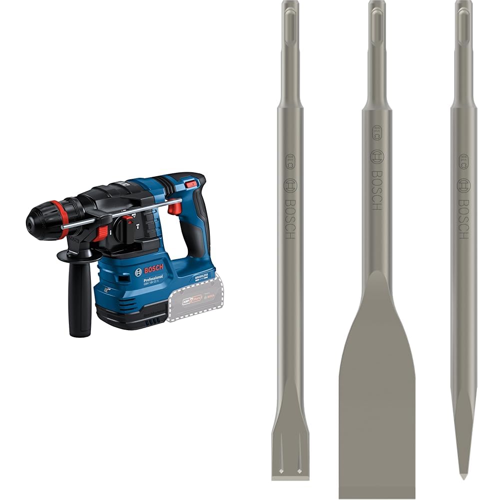 Bosch Professional GBH 18V-22 X, burineur sans-fil, SDS Plus, 3 burins