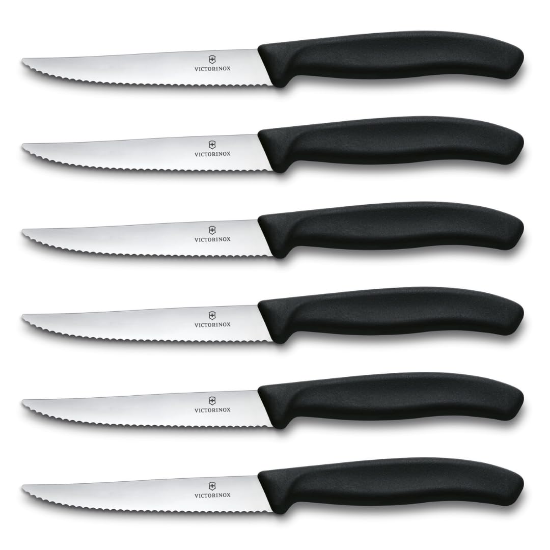 VictorinoxSteak Knife-Set Swiss Classic 6 Pieces in Black, Stainless Steel, 22 x 2 x 1.2 cm