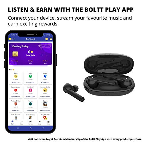 Image of Fire-Boltt Buds 1200 True Wireless Earbuds, Auto Noise Cancellation, BT5.0, Full Smart Touch Control Bluetooth Earphones with Voice Assistance & HD Stereo Sound (Black)