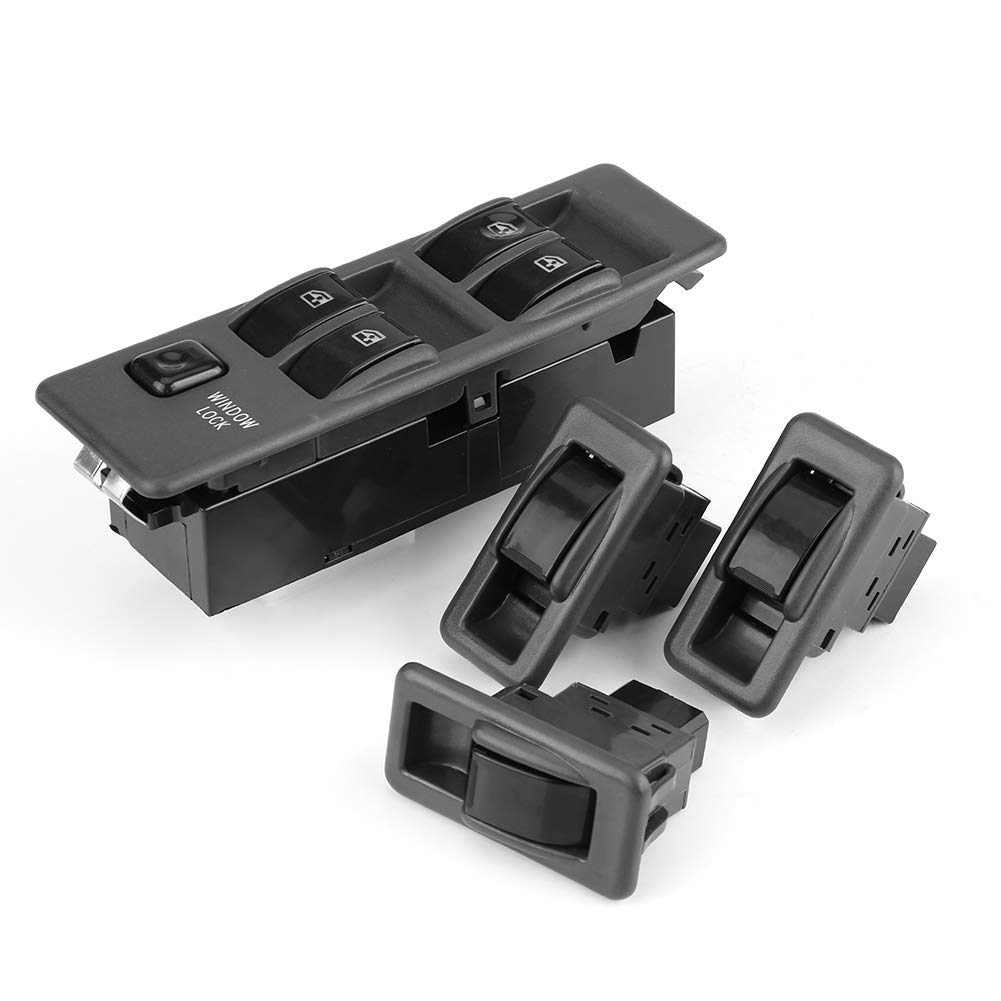 Power Window Switch for Mitsubishi Pajero Montero 1990-2003, Black ABS Master Control Button Set, MR753373, 6.9 x 2.2 x 2.8 inches