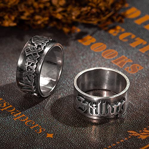 BYFDIY Custom Rings For Men 925 Sterling Silver/Brass Personalized Number Name Gothic Old English Rings For Men Birthday Gifts For Him Father - Thumbnail 7