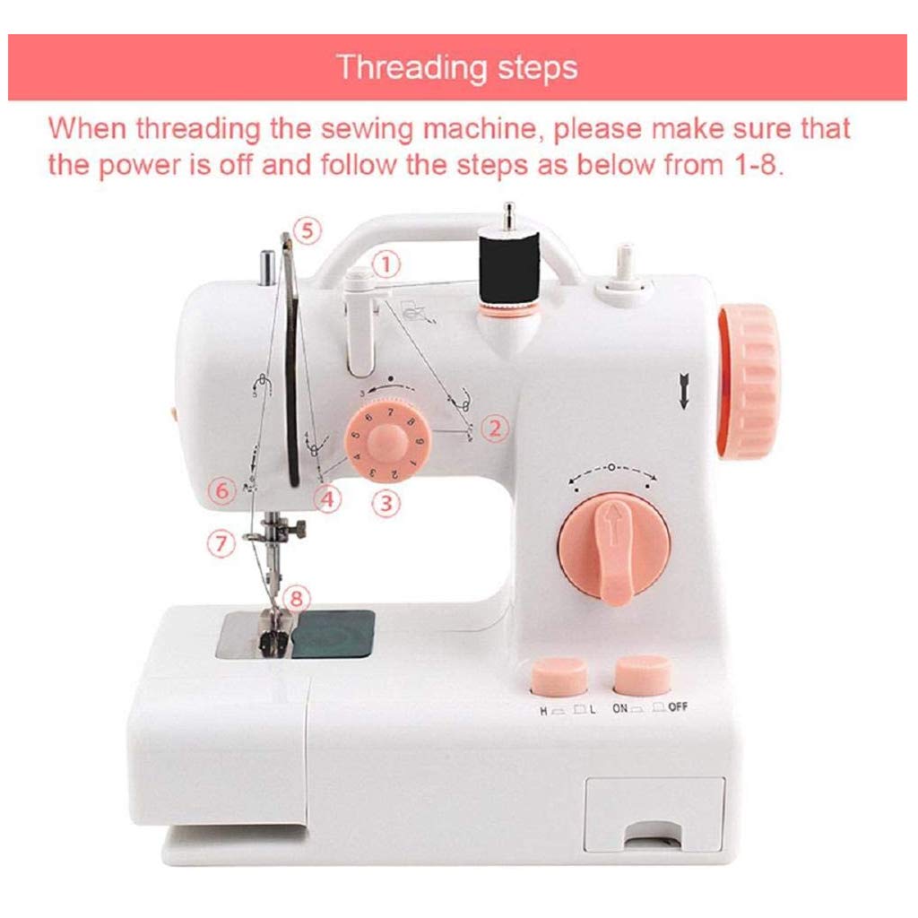 Máquina de Coser portátil Mini Herramienta de Costura eléctrica con Pedal y Mesa de extensión para Uso doméstico Máquina de reparación de luz incorporada Costura de Doble Hilo