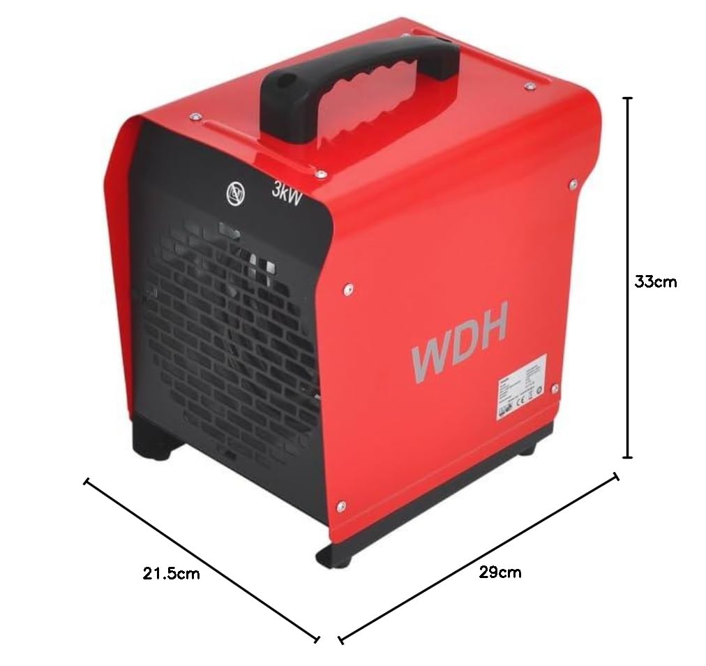 Aktobis Heizgebläse Elektroheizer Heizung Frostwächter Bauheizer WDH-BGP03 (3 kW / 230 V), rot