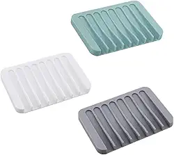 Saboneteira de silicone com calha de drenagem (cinza, azul claro)