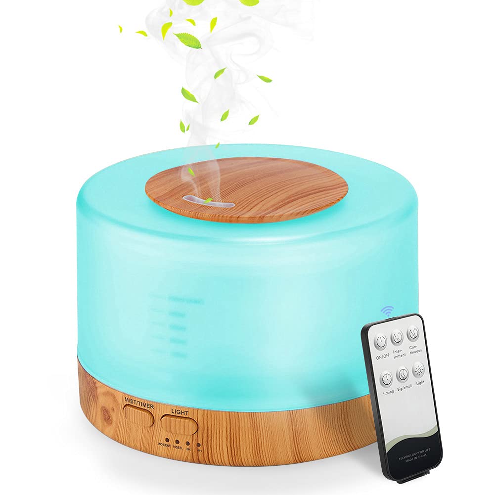 Ultrasonic Humidifier and Aroma Diffuser 500 ml with Timer, Timer up to 6 Hours, 7 Colours, Ultra Quiet Essential Oil Diffuser, for Bedroom Yoga Living Room-picture-16