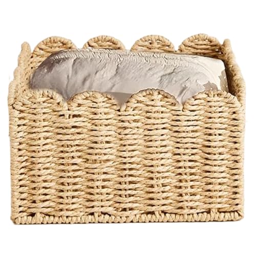 Cesta de ratán rectangular pequeña para almacenamiento de cocina y baño 8