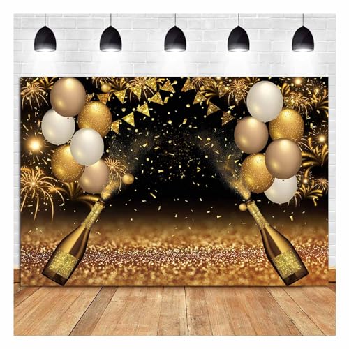 Fondo fotográfico Qian negro con globos dorados 8x6 ft miniatura 4