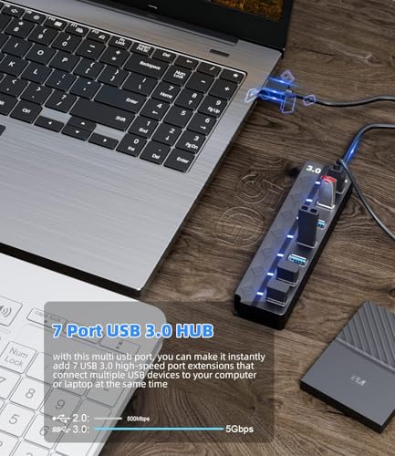 Image of zitronix PC Multiport Adapter with 7 USB Ports High Speed 3.0 USB Hub for Laptop