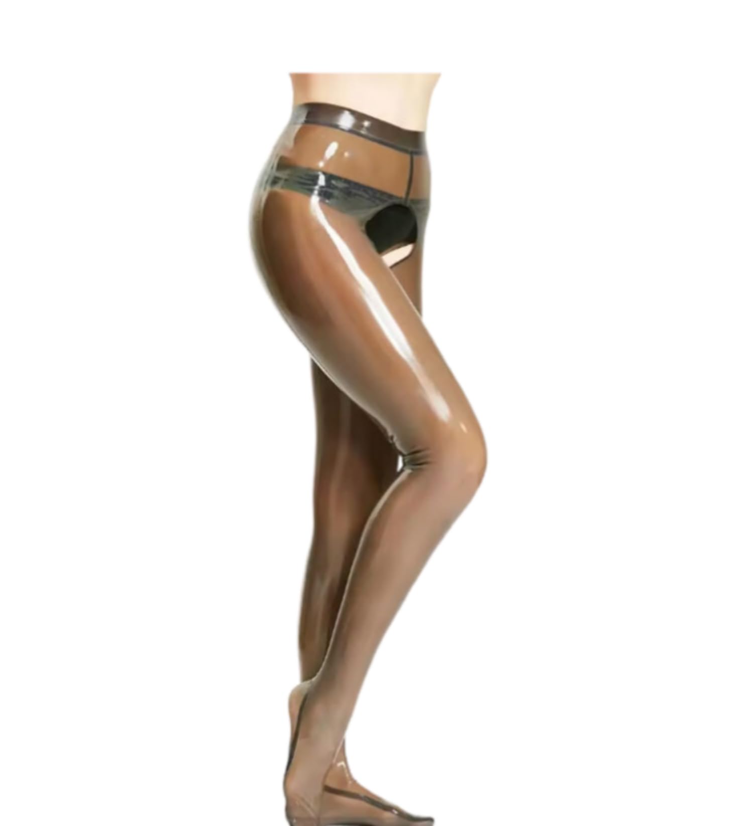 Latex Pants Latex-Leggings und Strümpfe, Damen-Leggings mit hoher Taille, elastisch, ausgehöhltes Design im Schritt, sexy, figurbetont