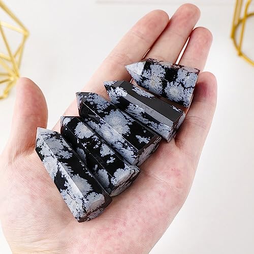 Obsidiana nevada en prisma hexagonal para decoración de interiores 7