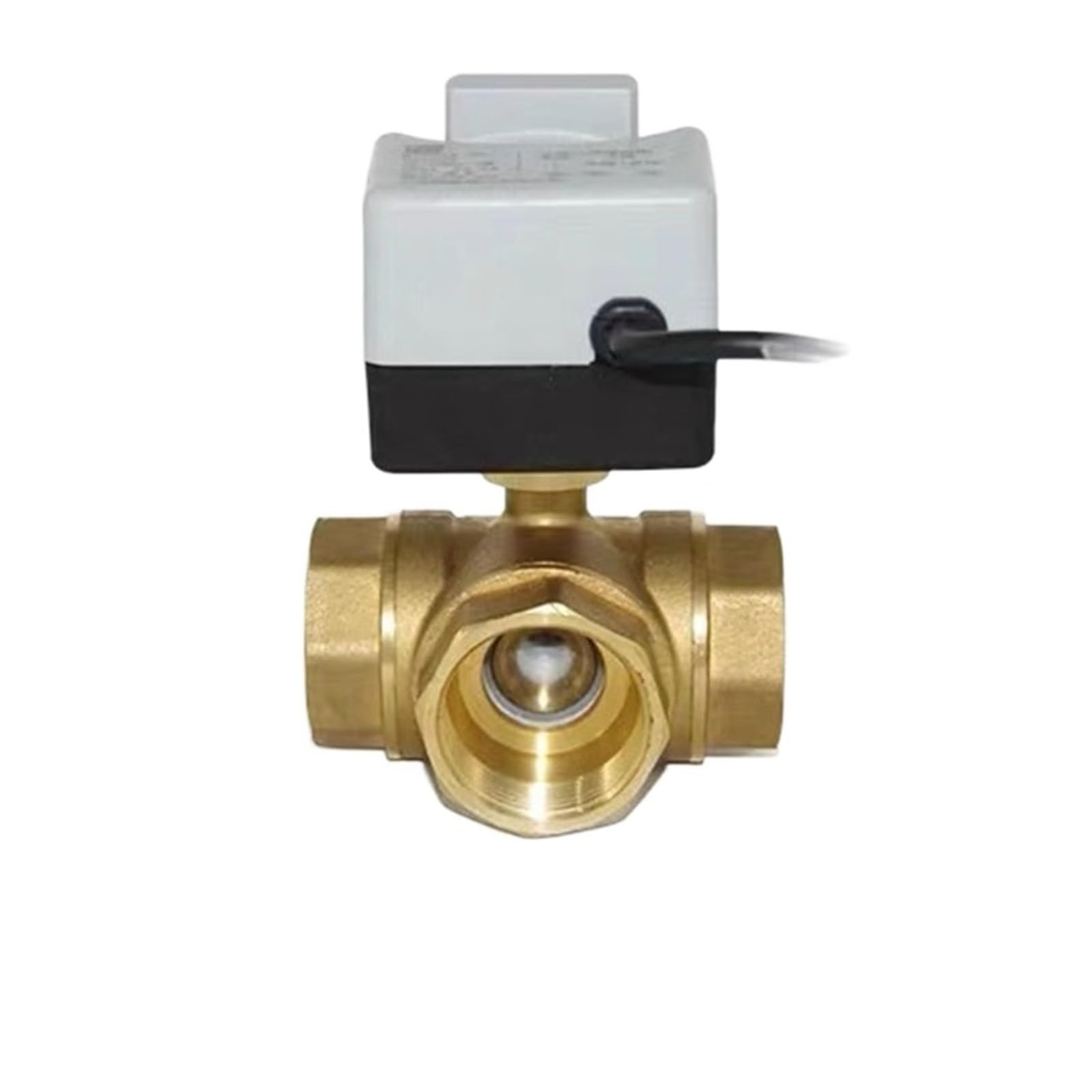 Válvula eléctrica de latón DN15 DN20 DN25, válvula de bola motorizada de 2 vías y 3 vías, actuador eléctrico de tres cables con interruptor Manual(DN15,3-WAY_1)