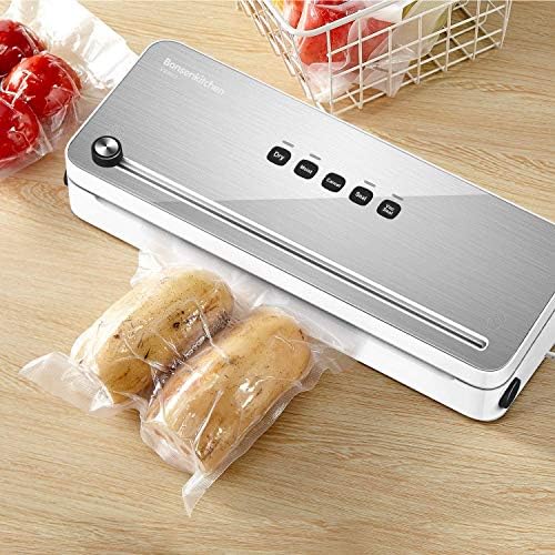 Bonsenkitchen Vacuum Food Sealer Rolls Bags, 2 Packs 20 x 600 cm Storage Bags (Total 12 m), BPA Free, Heavy-Duty Commercial Customized Size Food Bags for Food Storage and Sous Vide Cooking