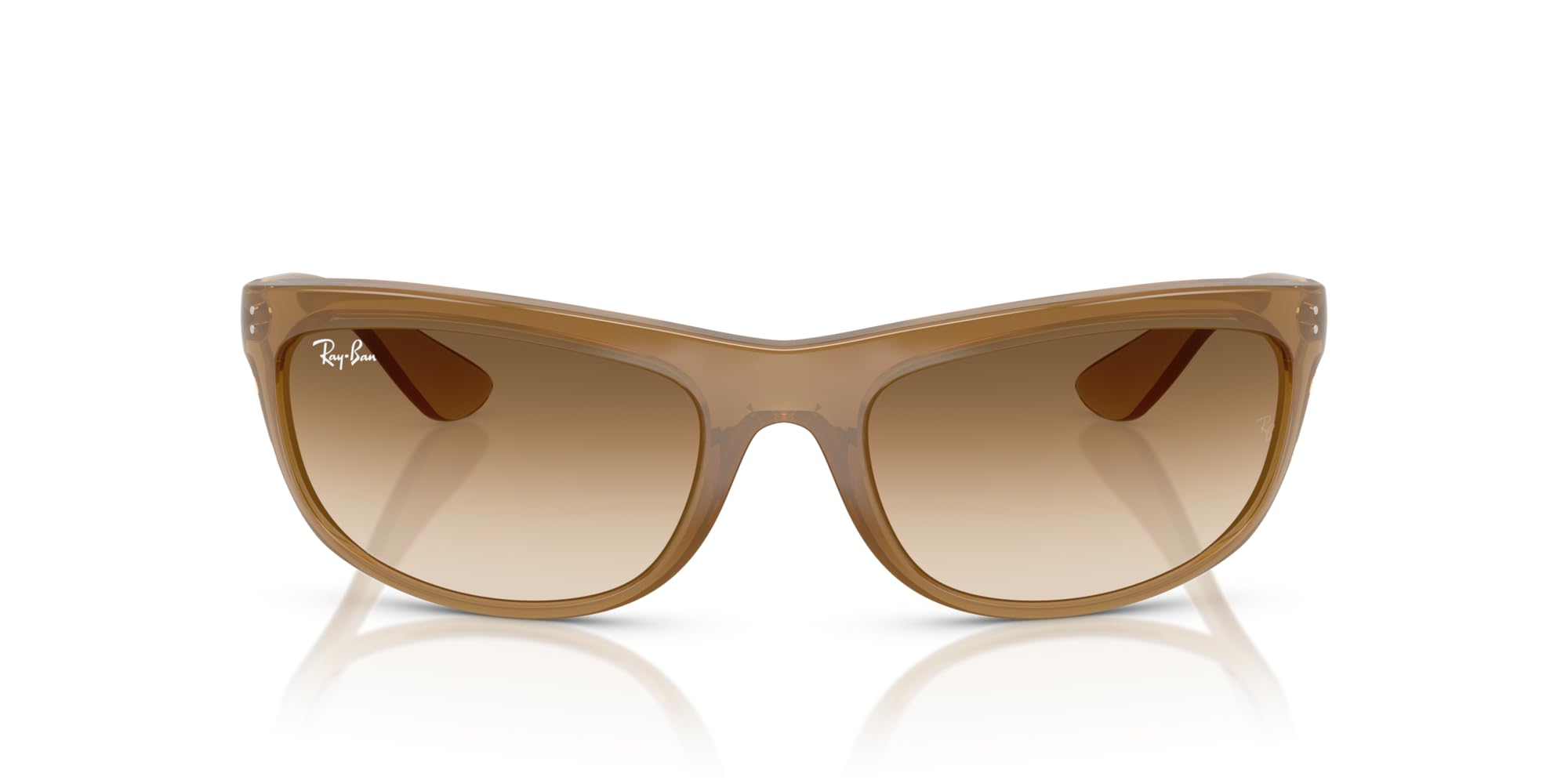 Ray-Ban Gafas de sol rectangulares RB4089 Balorama para hombre, Marrón claro ópalo/marrón degradado transparente, 62 mm