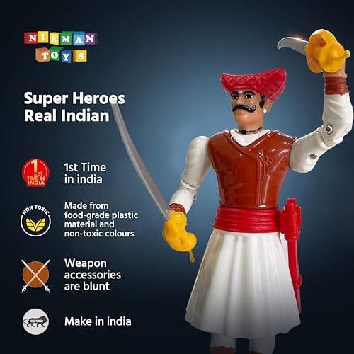 Image of Swarajyache Shiledar - The True Super Hero - 6 Inch Tall Action Figure with Accessories (Mawala, White)