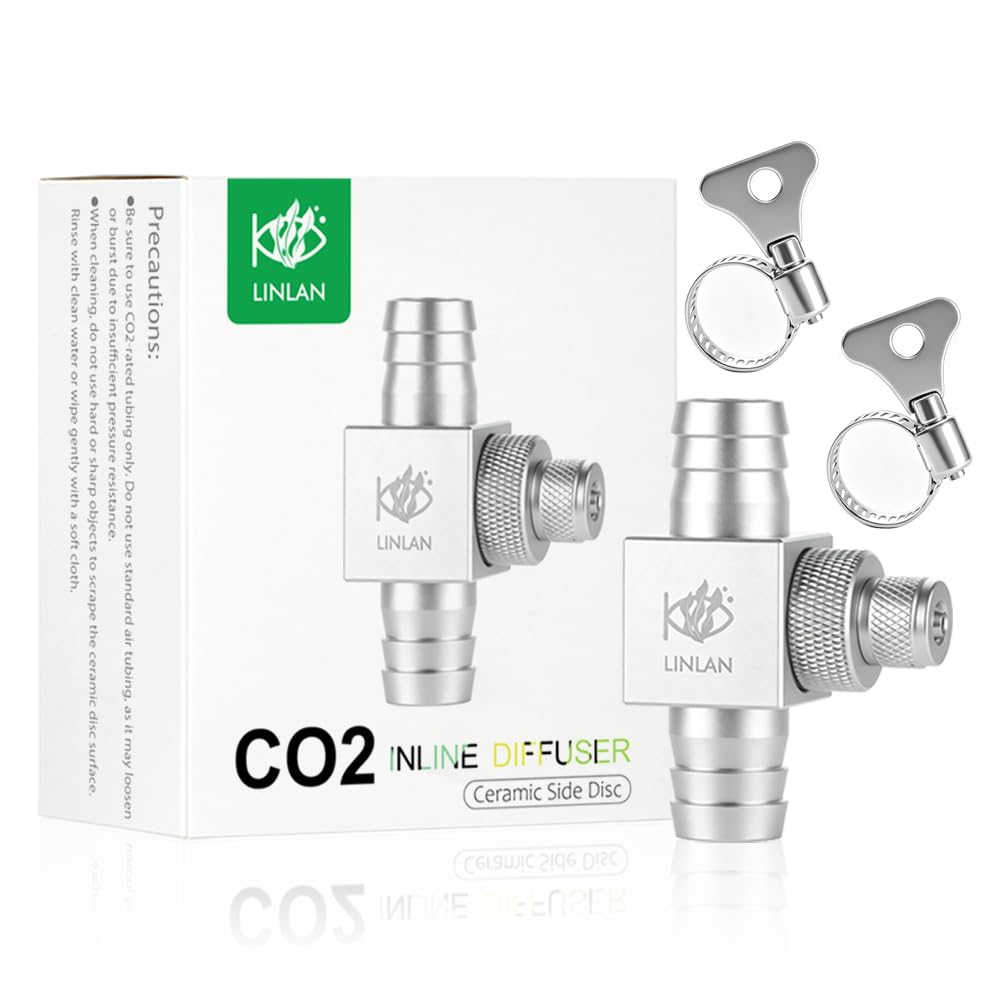 LINLAN Aquarium Inline CO2 Diffuser – Side Disc with Built-in Check Valve, Essential for High Flow Systems, Fits 16mm (5/8" ID Filter Hose