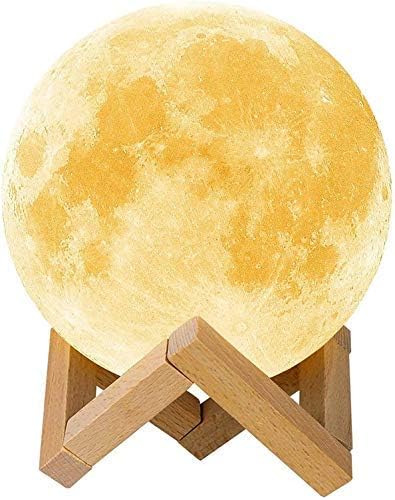 Krevia Wireless Moon Table Lamp | Night Lamps For Bedroom | Portable Rechargeable Shades With Stand | 7 Color Changing With Touch (15 Cms,Polyvinyl Chloride, Pack Of 1) - Led