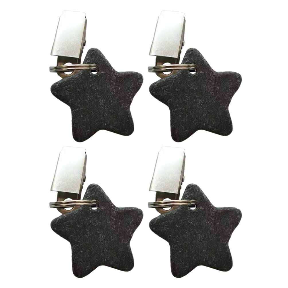 UPKOCH4Pcs Star Tablecloth Weights with Clips, Windproof Table Cover Weights for Patio, Picnic, Garden Flag, and Outdoor Curtain Decoration, Grey, 1.57x1.57x0.39in