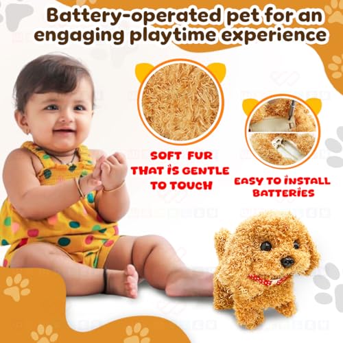 Image of Wembley Cute Plush Puppy Toy| Soft & Interactive Battery Operated Toy| Walking, Barking & Jumping Pup for Kids| Tail Wagging Cute Realistic Pet| Birthday Gift for Babies (Brown)