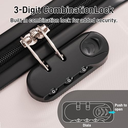 Light Pink Hardshell Luggage Sets 3 Piece, Hard Shell Travel Suitcases Double Spinner Wheels Suitcase with Handle Password Lock, Lightweight 20"+24"+28" (Light Pink)3