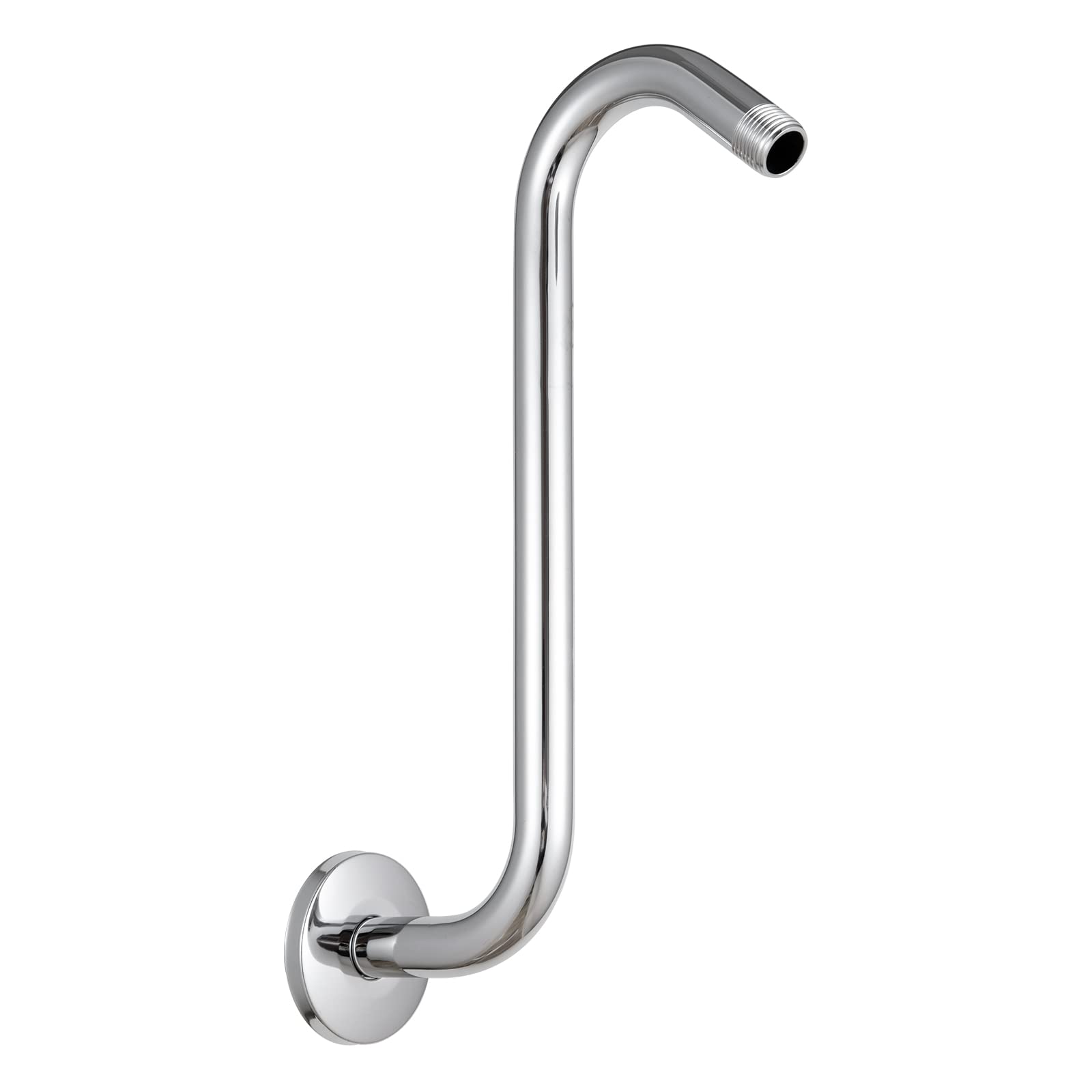 (Similar) OFFO Shower Head Extension Arm 12 Inch, S Shaped Shower Arm with Flange High Rise Goose Neck Shower Arm Extension Chrome Finish