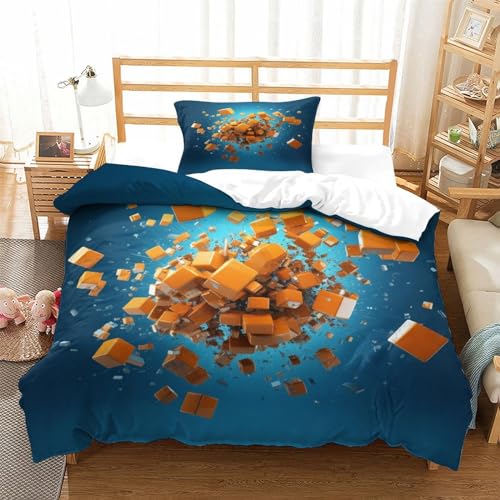 Housse de couette 135x200 rectangle 3D en microfibre avec taies