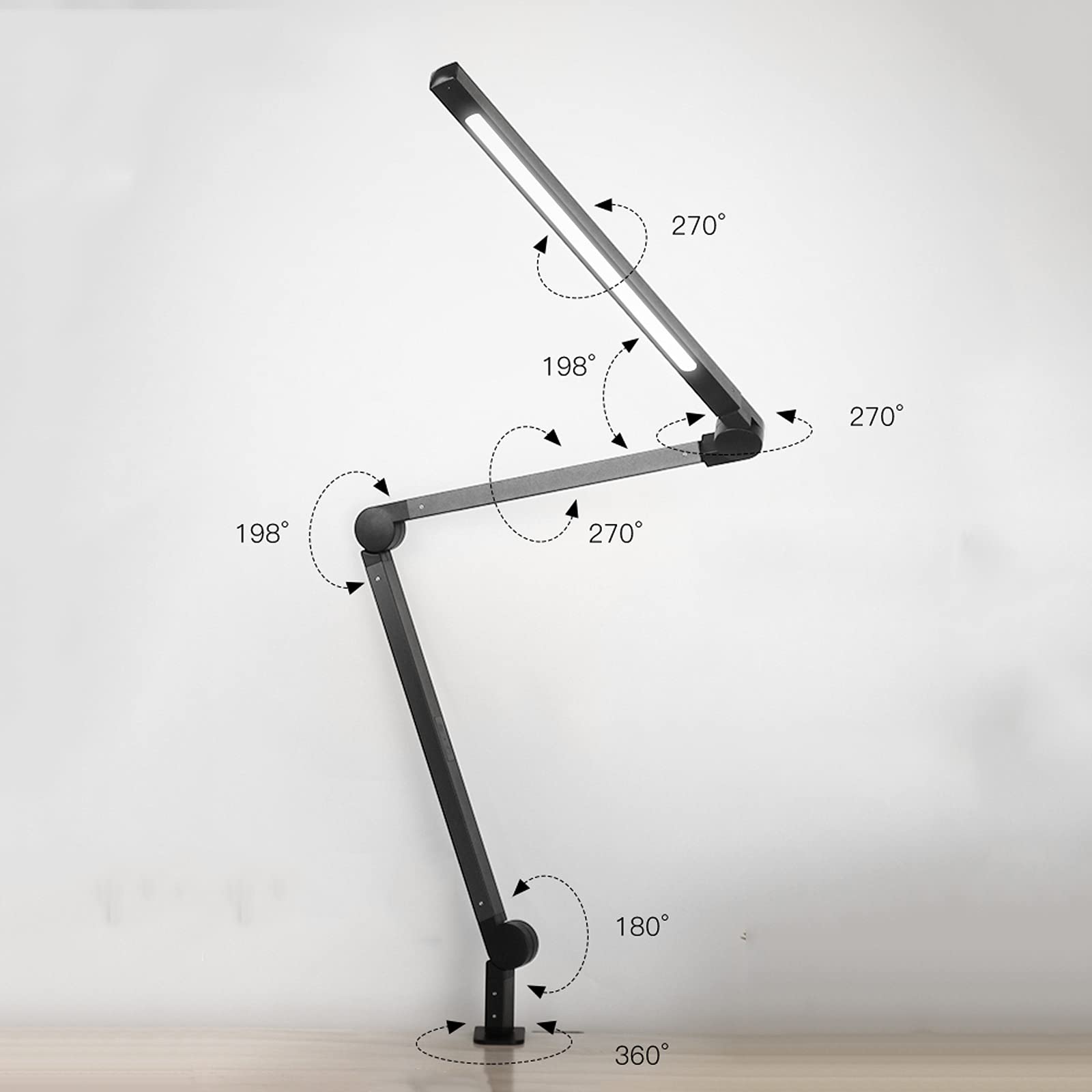 Lámpara de estudio Lámpara de escritorio LED plegable con la pinza 12W de la luz de la luz de la luz de la luz de la luz de la luz de la oficina de la lámpara de escritorio de brazos largas regulable