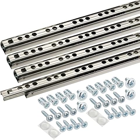 SOTECH Kugelauszug 4er Set (2 Paar) Schubladenschienen 342 mm 17 mm Nut Schubladenauszug - Schienen für Schubladen - Schubladen Schienensystem - Teilauszug Schubladen hochwertig - leicht anzubringen Cover