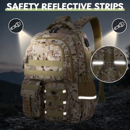 School Backpack for Boys - Camo Boys Backpack for Elementary Middle School - 18" Large Capacity Camouflag Students Bookbag with Multiple Pockets,Usb Charging Port & Key-chain - Image 7