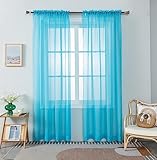 WPM Turquoise Sheer Curtains 58