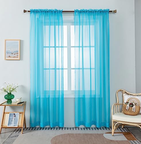 WPM Turquoise Sheer Curtains 58