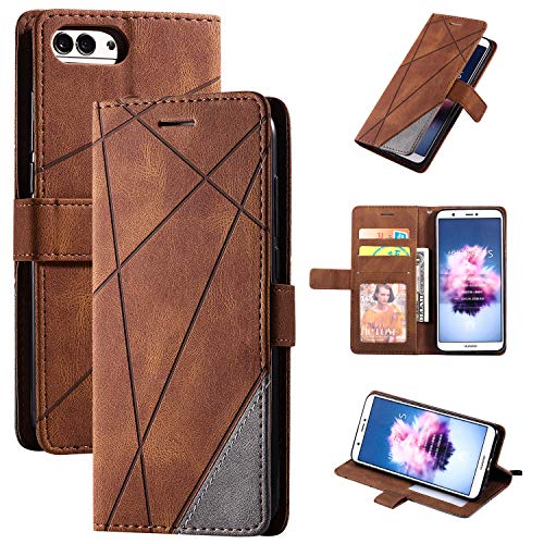 Case for Huawei Enjoy 7S Case Cover ,Case for Huawei P Smart FIG-L03 FIG-LX2 FIG-L22 FIG-LX1 FIG-L21 FIG-LX3 FIG-LA1 / Honor 9 Lite LLD-L22A LLD-L31 / Nova Lite 2 Case Flip Pu Leather Cover Brown