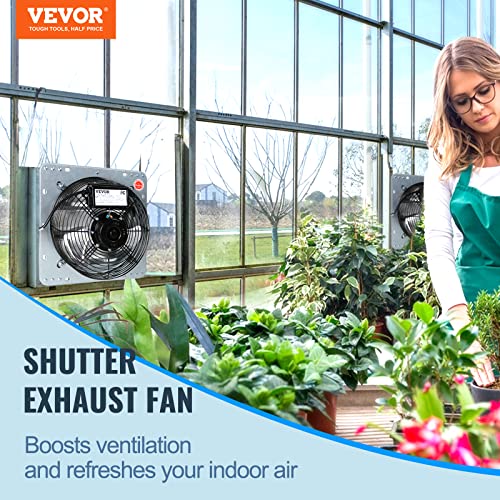 VEVOR 12'' High-Speed Shutter Exhaust Fan, 1000 CFM Aluminum Wall Mount for Greenhouses, Garages, and Shops
