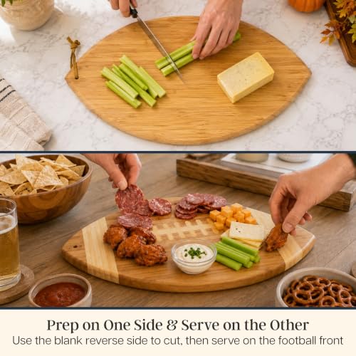 Totally Bamboo Football Shaped Cutting Board and Charcuterie Board - Image 3