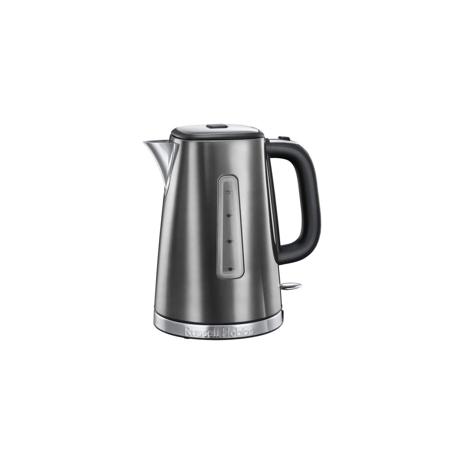 Russell Hobbs Bollitore Elettrico Luna 1,7 L 2400 W, Ebollizione Rapida 55 sec., Avvolgicavo, Base Girevole 360°, Acciaio Inox Grigio Scuro – 23211-70