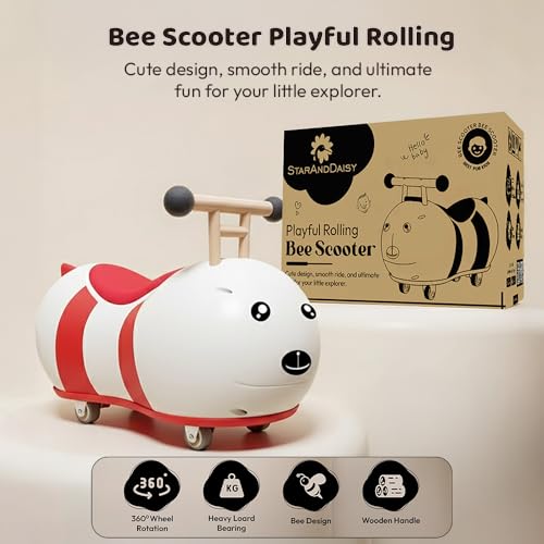 Image of StarAndDaisy Kids Bee Scooter /Push car Toy for Toddlers 1-3 Years Boys & Girls with 4 Wheels & 360 Degree Rotation. Cute bee Design Ride on for Childrens -Blue