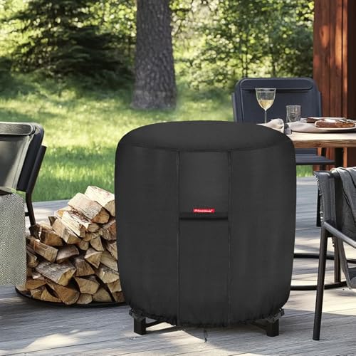 Image of Porch Shield Fire Pit Cover Waterproof Outdoor 600D Round Firepit Cover for Ikuby Globe Fire Ball - 36 inch D x 34 inch H, Black