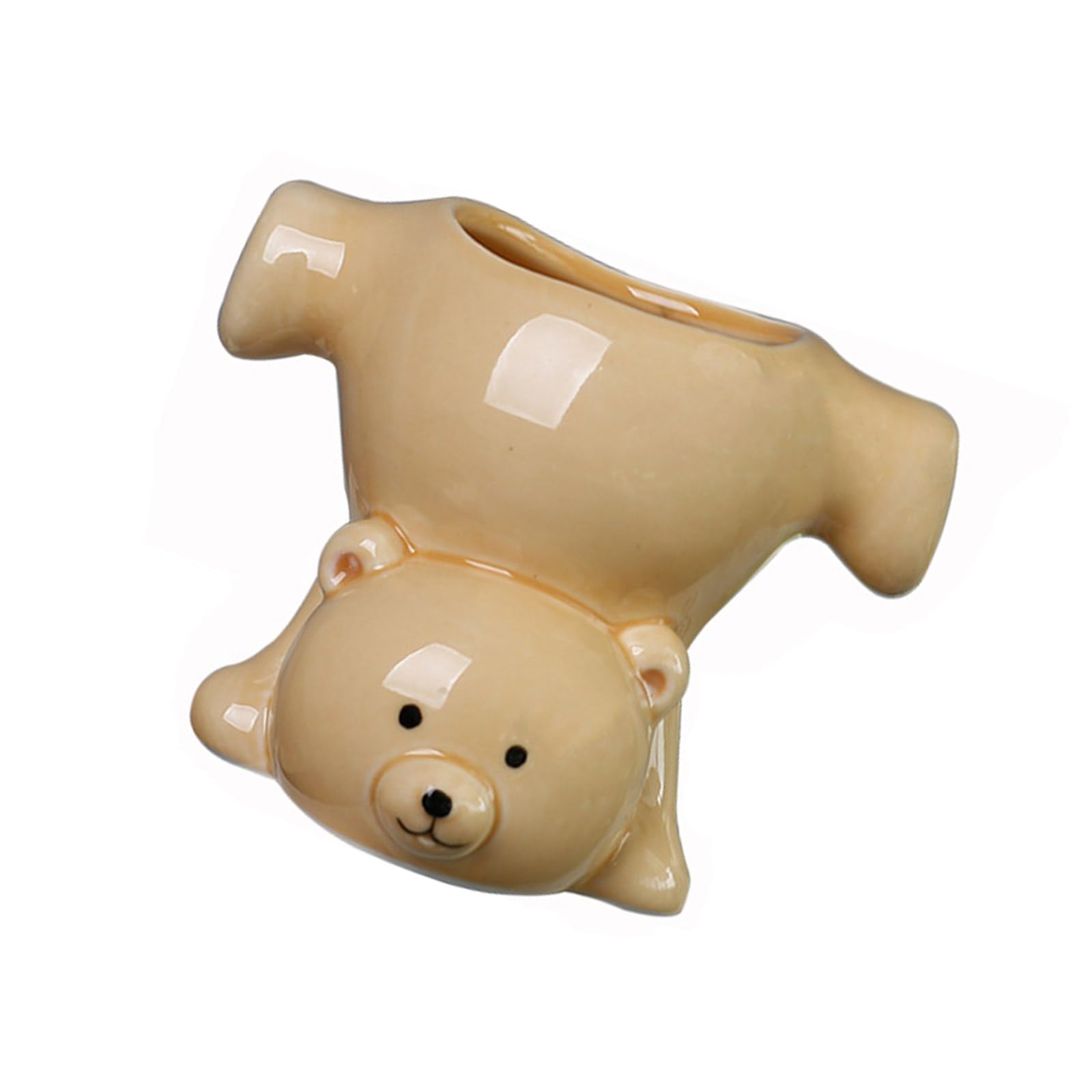 NEWFT Whimsical Inverted Bear Design Premium Ceramic Planter for Home Gardening Decor Bear Shape Gardening Pots Unique Ceramic Planter