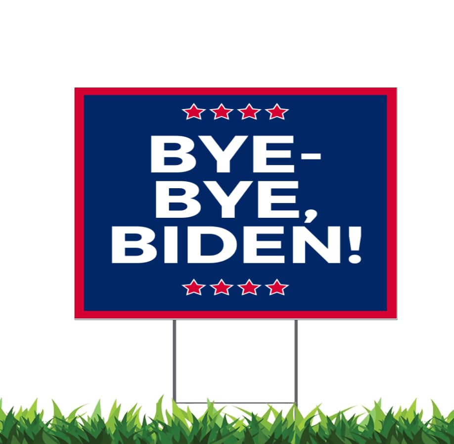 (M) Bye-Bye, Biden Yard Sign 24x36" Horizontal Yard Sign (Outdoor, Weatherproof Corrugated Plastic) Metal Stake Included, by M&R