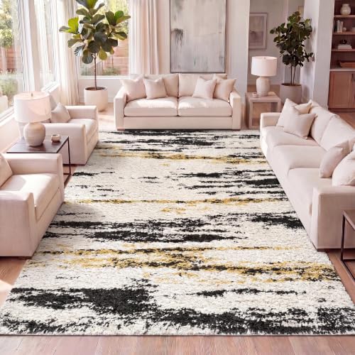 Tapete decorativo beige/negro/amarillo 8x10 ft JONATHAN Y