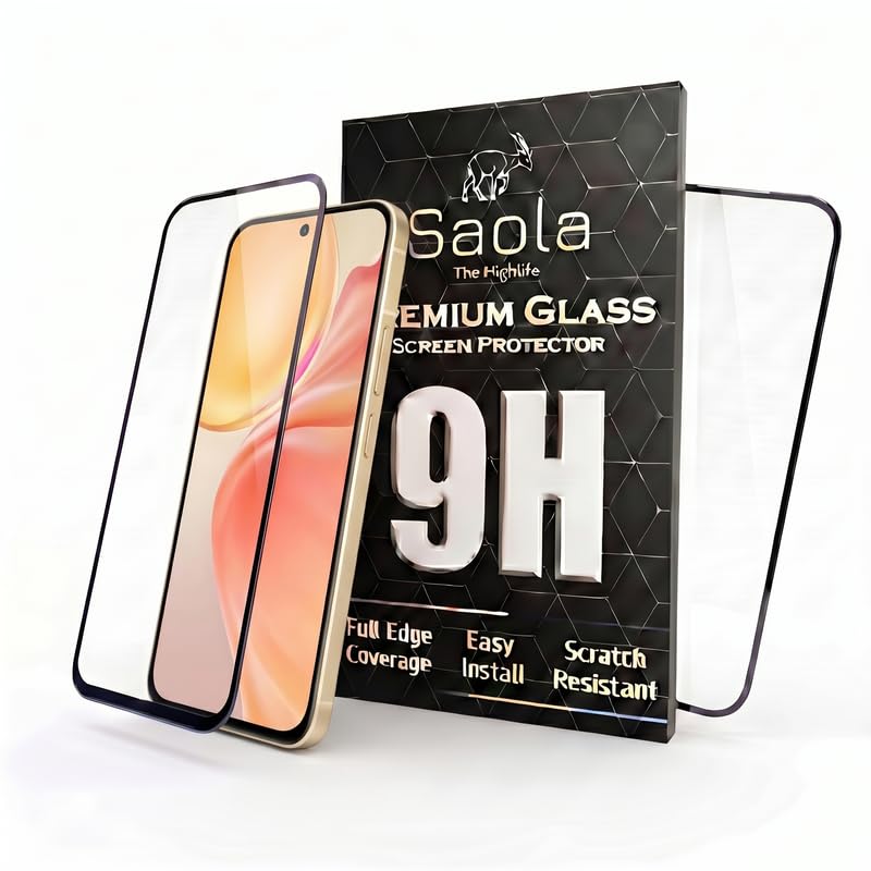 Image of Saola HD+ Oleophobic Tempered Glass For Vivo V70 (PACK OF 1) with Hassle-less Installation Kit. Full screen Coverage. 6.59 inch