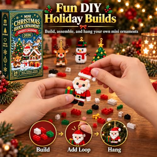 24 Day Mini Christmas Brick Ornament Advent Calendar, 24 Buildable Bricks - image 5