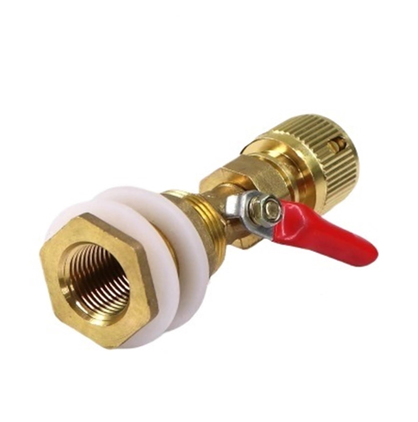 Connettore rapido for giunto serbatoio acqua con valvola a sfera in ottone da 16 mm for irrigazione da giardino Adattatore for pesci d'acquario Doppia guarnizione in silicone(B-1pcs)