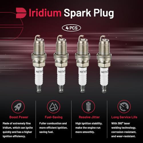Image of BDFHYK Set of 4 Iridium Spark Plug Compatible with Acura RSX 02-06; Compatible with Honda Accord 03-07,Civic 06-11,CR-V 02-09,Element 03-11,2.0L 2.4L L4,Replacement for 9807B-561BW IZFR6K-11S 5266