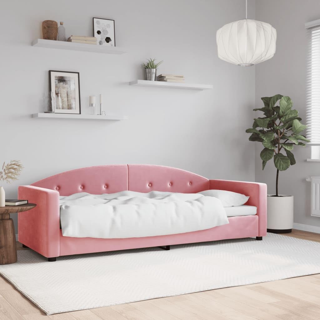 Velluto Trasformabile 2 in 1 Divano Letto Design Moderno Rosa 80x200 cm