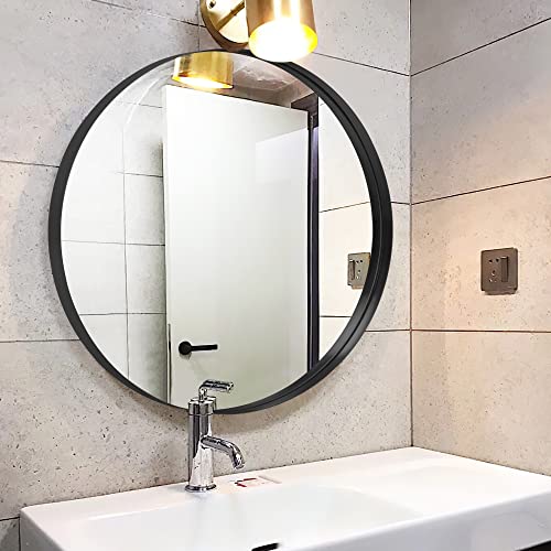 Neutype Round Mirror 28Inch Circle Wall Mirror Metal Framed Wall Mirror Large Hanging Decorative Mirrors For Wall Bathroom Bedroom Living Room (Black, 70Cm) #TOP2