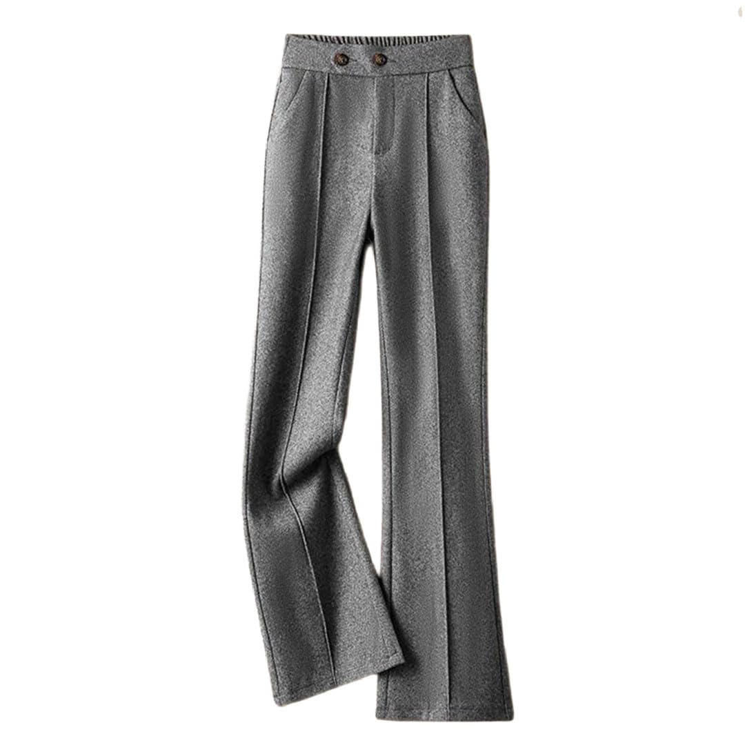 Womens High-Rise Slim-Fit Wool Flared Casual Pants Slim-Fit Wide-Leg Pants