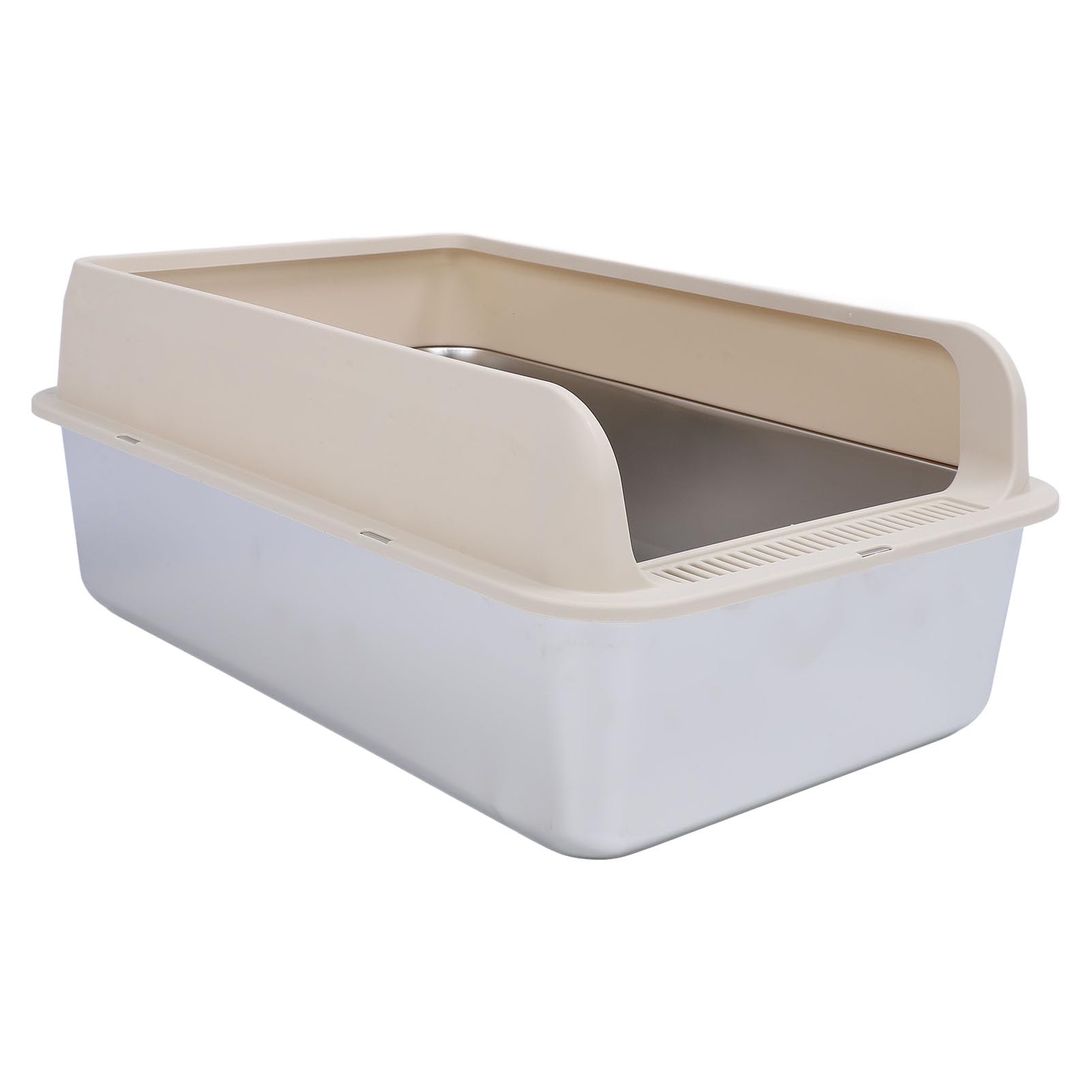 CHICIRIS High Sided Stainless Steel Cat Litter Box with Lid for Easy